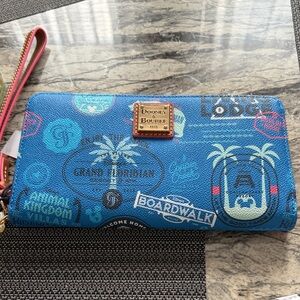 Dooney & Bourke Blue Boardwalk Palm Print Zip Wallet